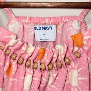 Old Navy Pink Floral Sundress with Wooden Bead Accents